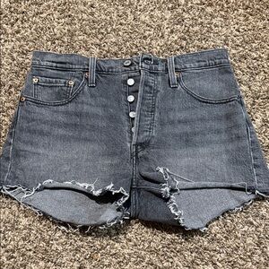 Levi's Dark Gray Distressed Jean Shorts